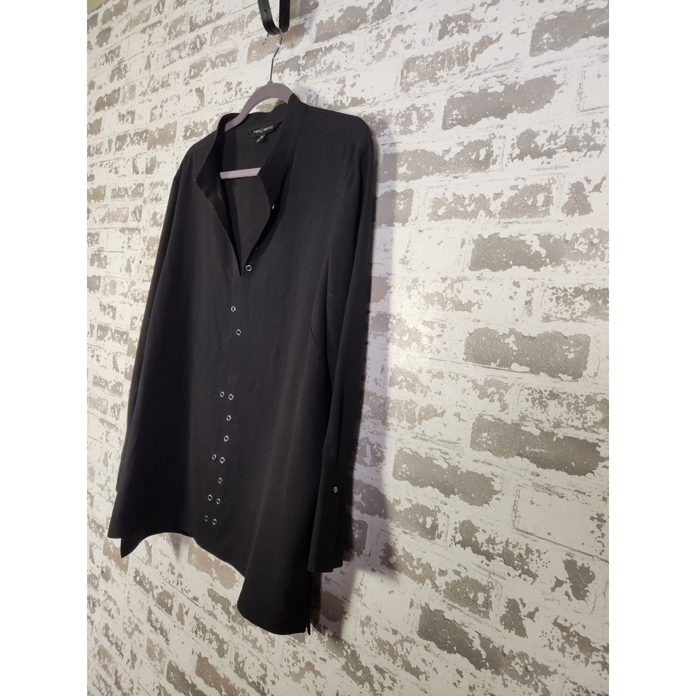 Ming Wang Tunic Top Black Size XL Grommet Detail Lightweight Edgy Travel - Picture 4 of 12
